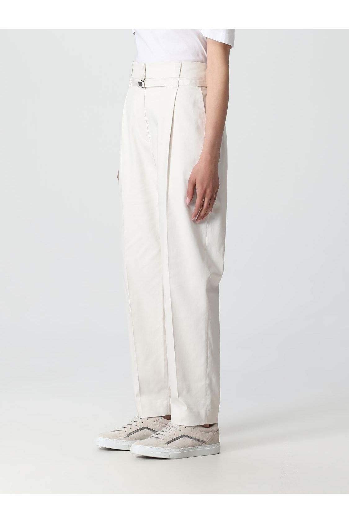 Brunello Cucinelli Women's Off White Tapered Cotton Trousers