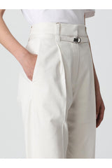 Brunello Cucinelli Women's Off White Tapered Cotton Trousers
