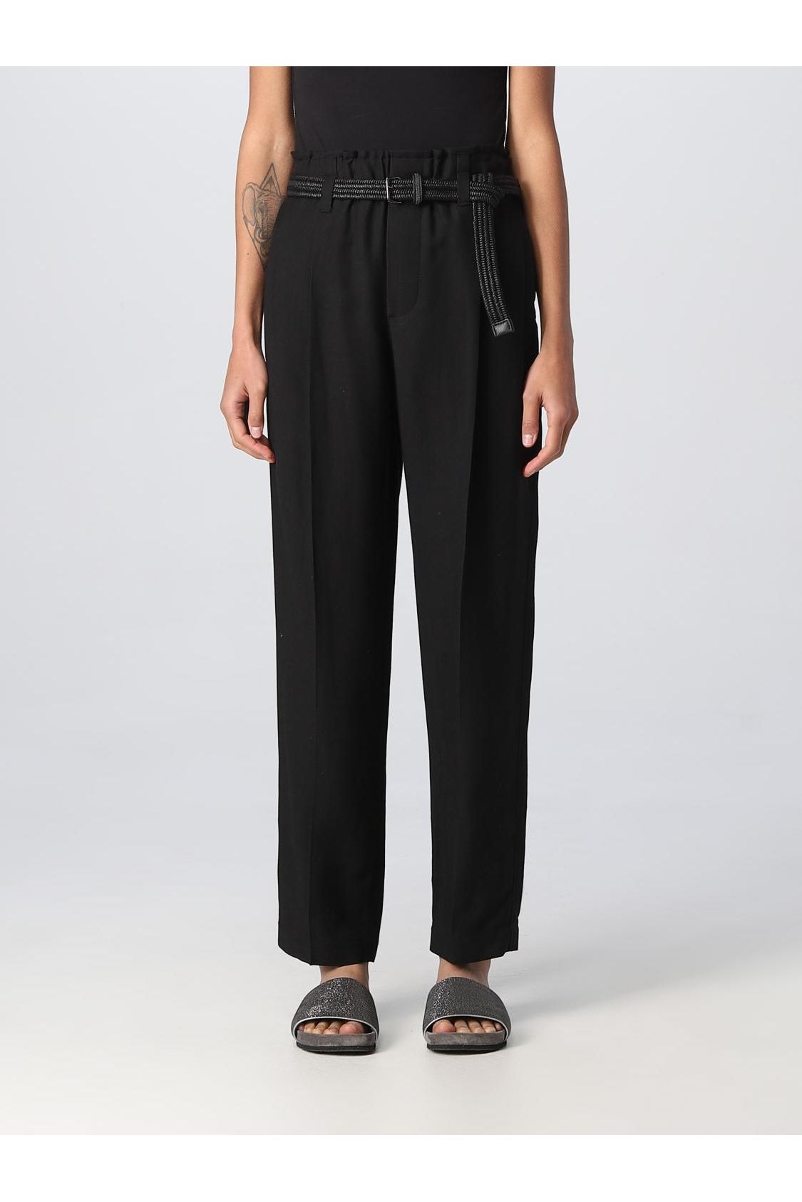 Women's Black Relaxed Linen Trousers