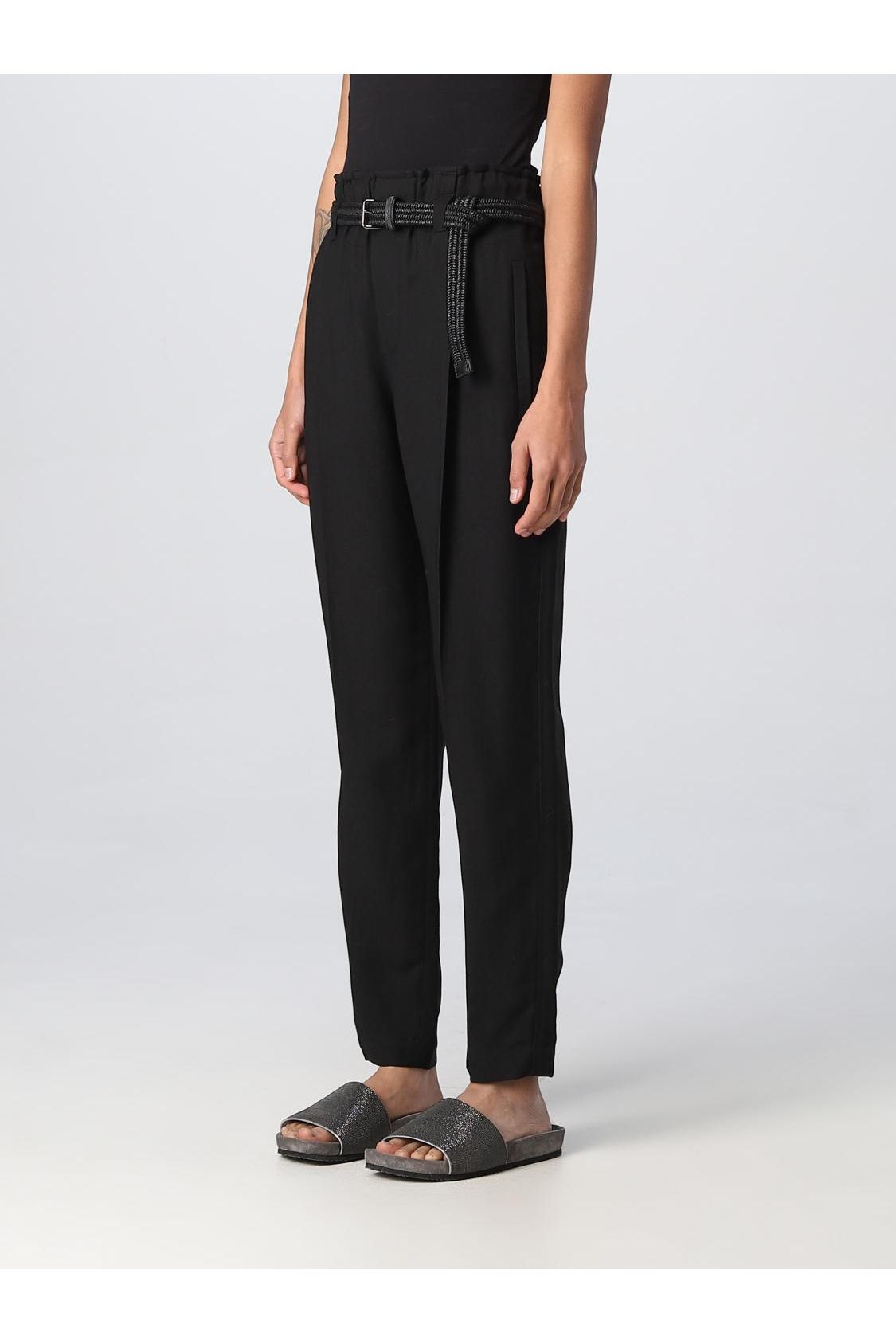 Women's Black Relaxed Linen Trousers