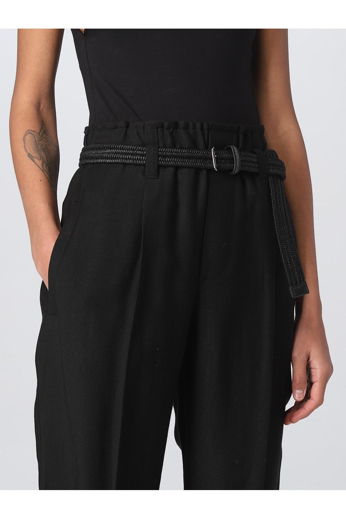 Women's Black Relaxed Linen Trousers