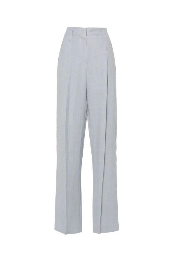 Women's Light Blue Linen Blend Trousers