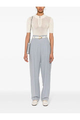 Women's Light Blue Linen Blend Trousers