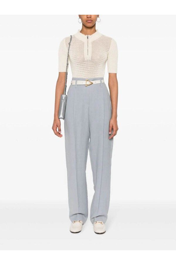 Women's Light Blue Linen Blend Trousers