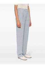 Women's Light Blue Linen Blend Trousers