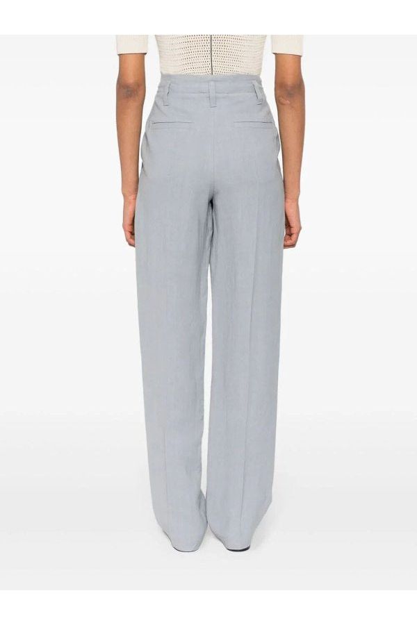 Women's Light Blue Linen Blend Trousers