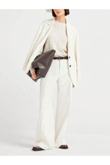 Women's Off White Wide Leg Trousers