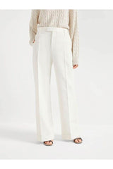 Women's Off White Wide Leg Trousers