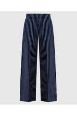 Women's Navy Striped Wide Trousers