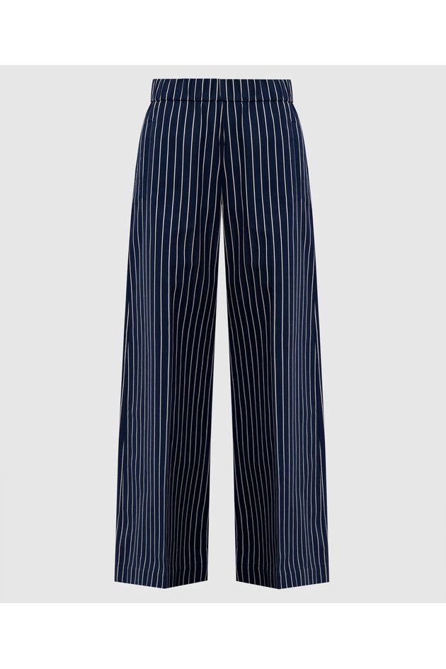 Women's Navy Striped Wide Trousers