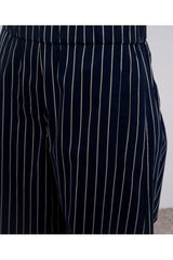 Women's Navy Striped Wide Trousers