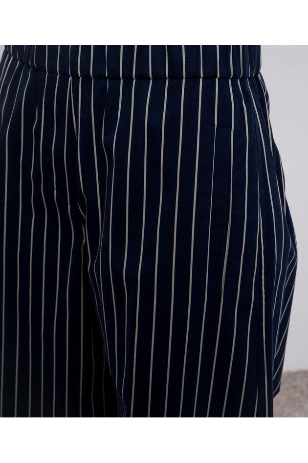 Women's Navy Striped Wide Trousers