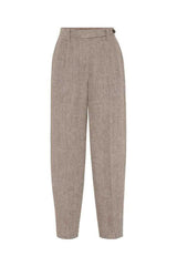 Women's Light Brown Linen Tapered Trousers