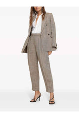 Women's Light Brown Linen Tapered Trousers