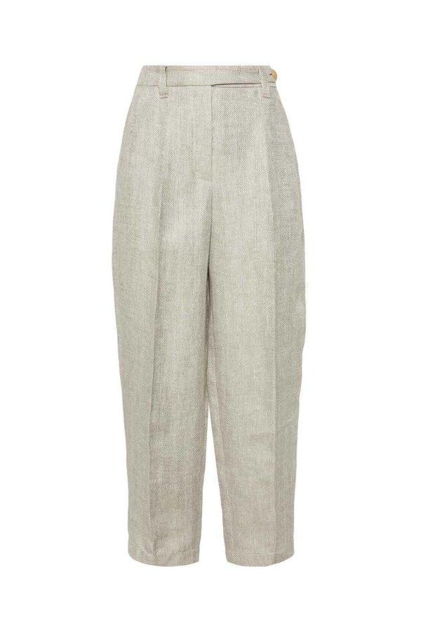 Women's Light Beige Linen Trousers