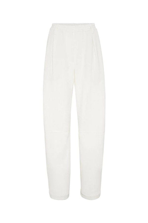 Brunello Cucinelli Women's Off White Linen Tapered Trousers