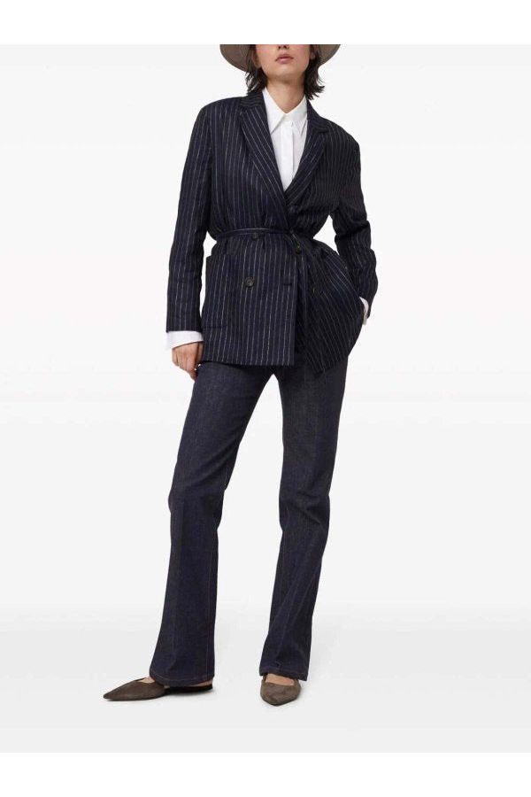Brunello Cucinelli Women's Dark Blue Flared Trousers