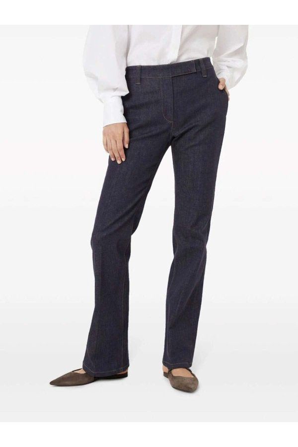 Brunello Cucinelli Women's Dark Blue Flared Trousers