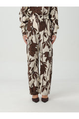 Women's Cream Floral Wide Leg Trousers