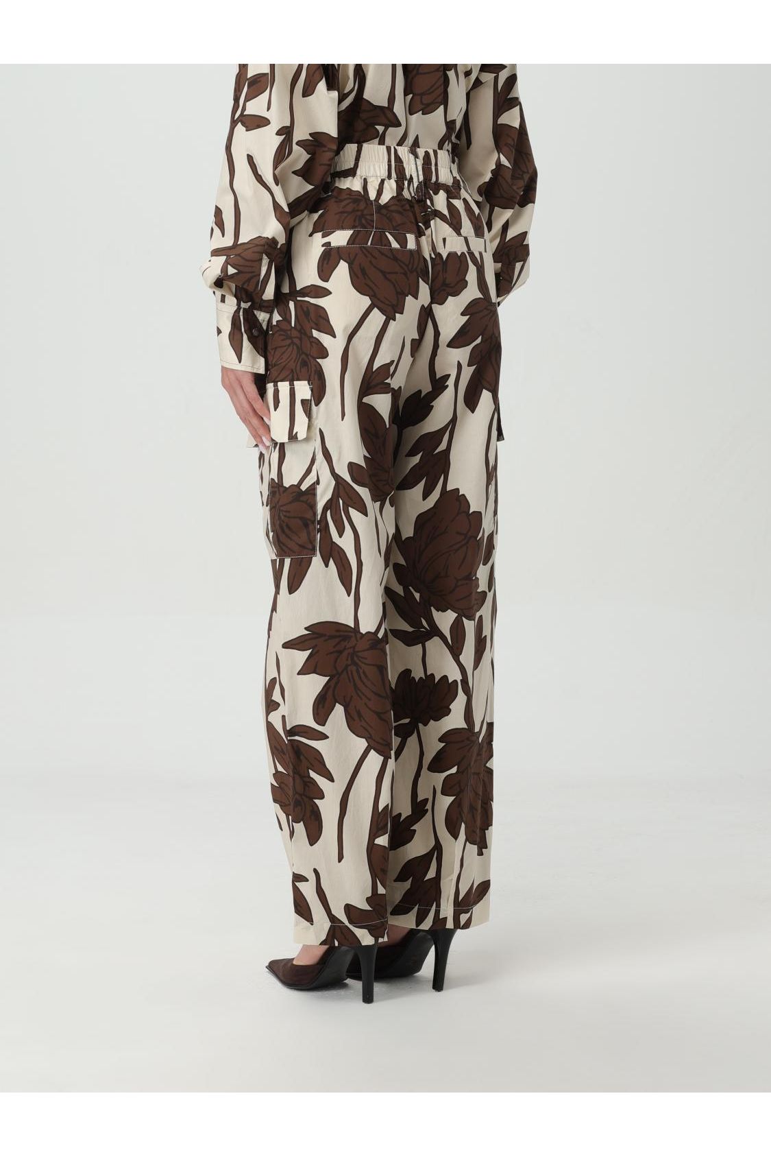 Women's Cream Floral Wide Leg Trousers