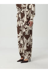 Women's Cream Floral Wide Leg Trousers