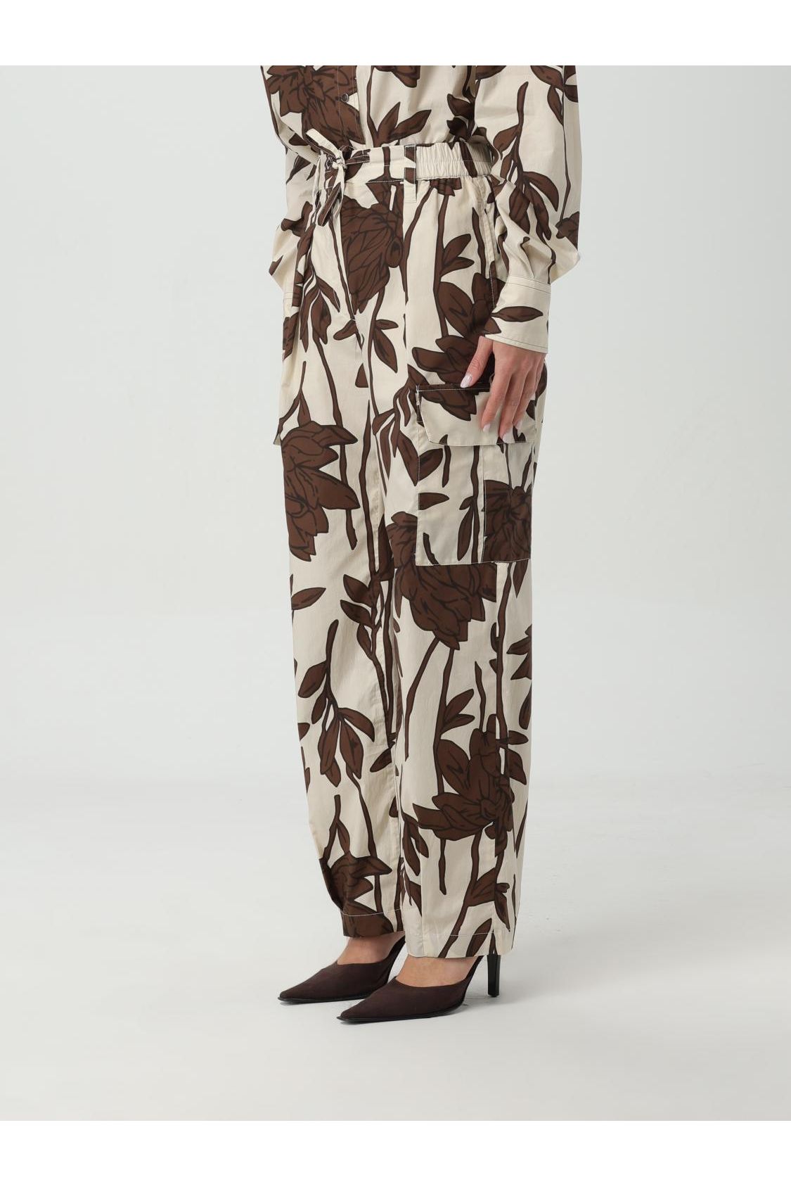 Women's Cream Floral Wide Leg Trousers