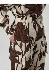 Women's Cream Floral Wide Leg Trousers