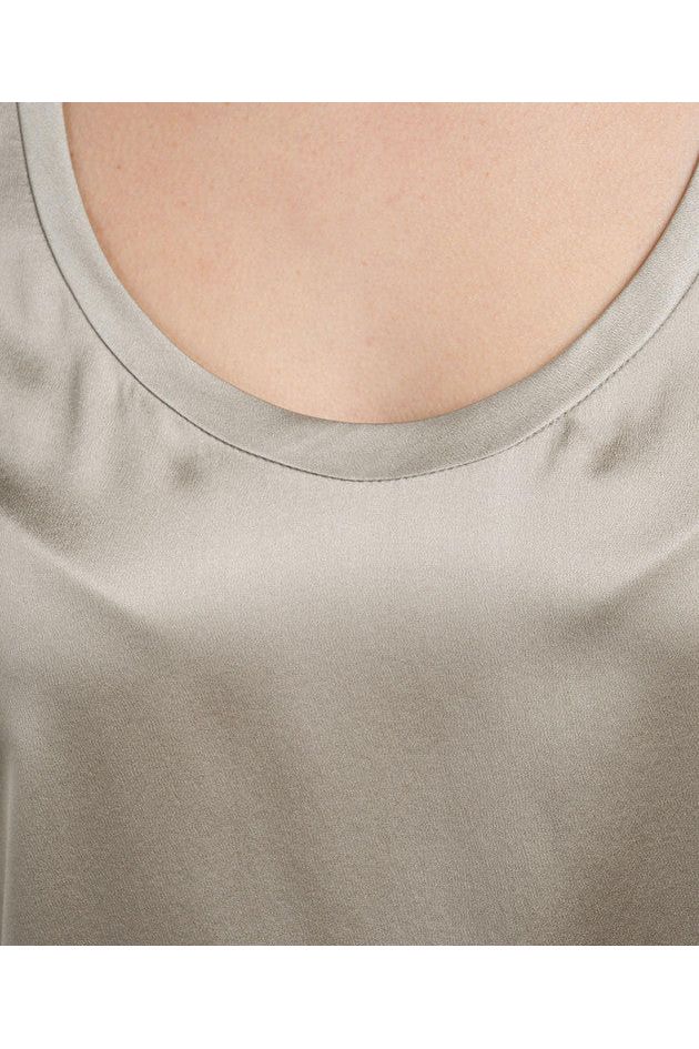 Women's Light Beige Silk Sleeveless Shirt