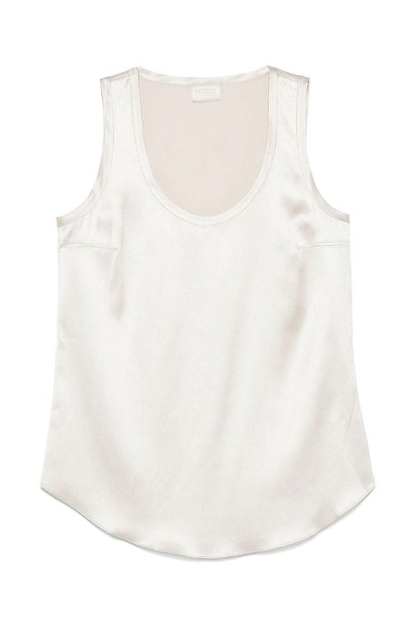 Women's Ivory Silk Sleeveless Shirt