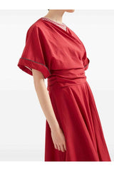 Women's Red Wrap Cotton Shirt
