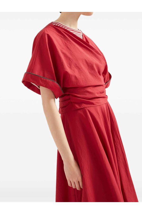 Women's Red Wrap Cotton Shirt