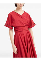 Women's Red Wrap Cotton Shirt