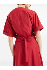 Women's Red Wrap Cotton Shirt