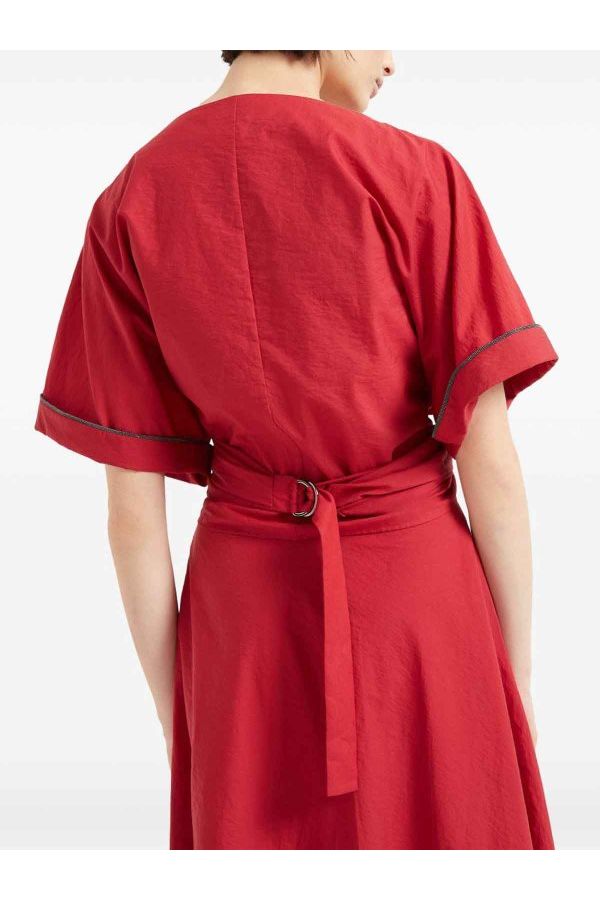 Women's Red Wrap Cotton Shirt
