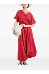 Women's Red Wrap Cotton Shirt