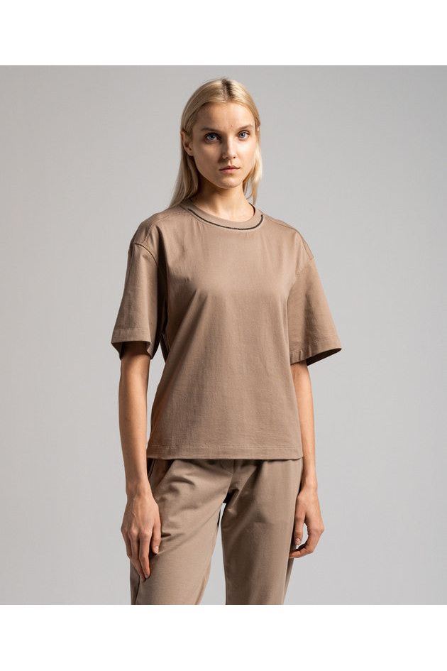 Women's Taupe Cotton Relaxed Shirt