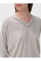Brunello Cucinelli Women's Light Beige Wool Silk Shirt