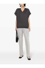 Brunello Cucinelli Women's Charcoal Wool Silk Shirt