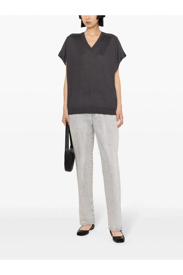 Brunello Cucinelli Women's Charcoal Wool Silk Shirt