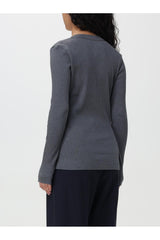 Women's Dark Grey Ribbed V Neck Shirt