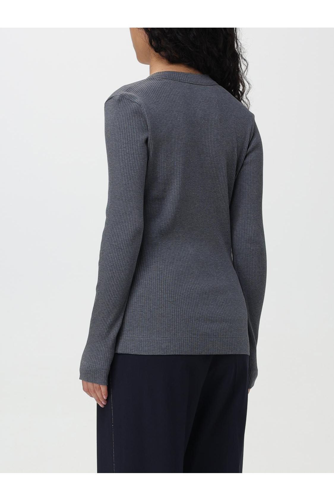 Women's Dark Grey Ribbed V Neck Shirt