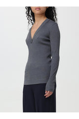 Women's Dark Grey Ribbed V Neck Shirt