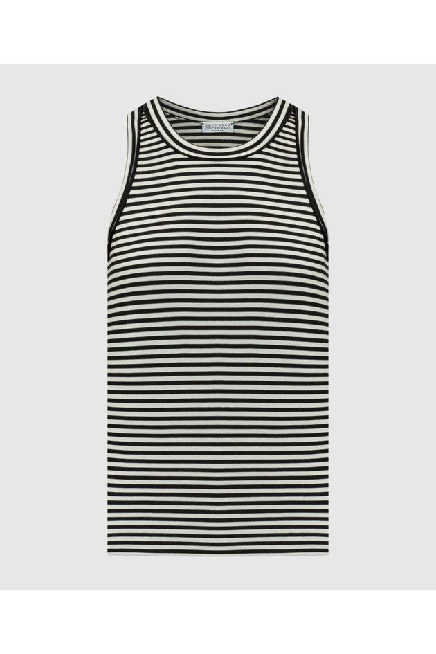 Brunello Cucinelli Women's Black White Striped Shirt