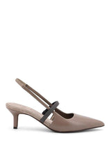 Women's Taupe Leather Slingback Shoes