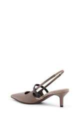 Women's Taupe Leather Slingback Shoes