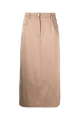 Brunello Cucinelli Women's Beige Straight Midi Skirt