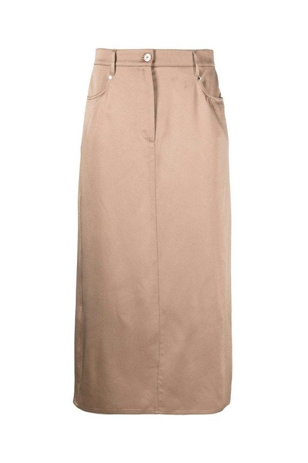Brunello Cucinelli Women's Beige Straight Midi Skirt