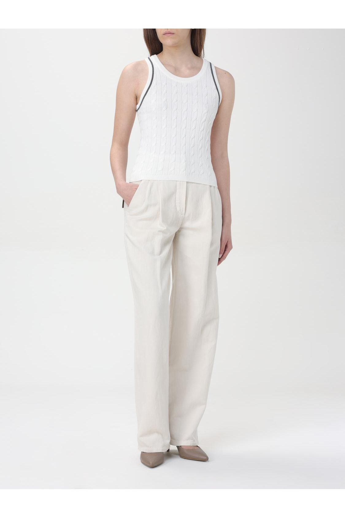 Women's White Cable Knit Sweater