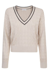 Women's Beige Cable Knit Sweater