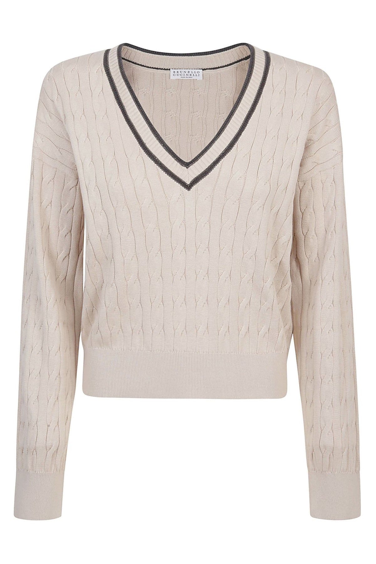 Women's Beige Cable Knit Sweater